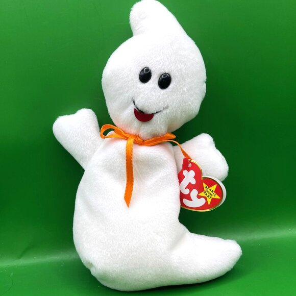 TY Beanie Baby Spooky Ghost 1995 Halloween Beanbag Plush Stuffed Toy 4th Gen Tag - Picture 1 of 9